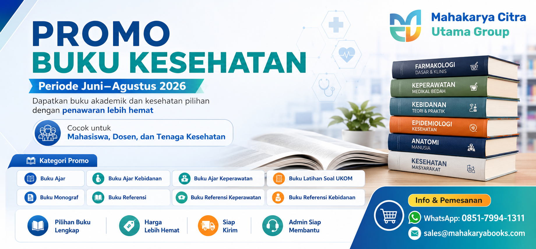 Promo Buku Kesehatan Juni–Agustus di Mahakarya Books Store
